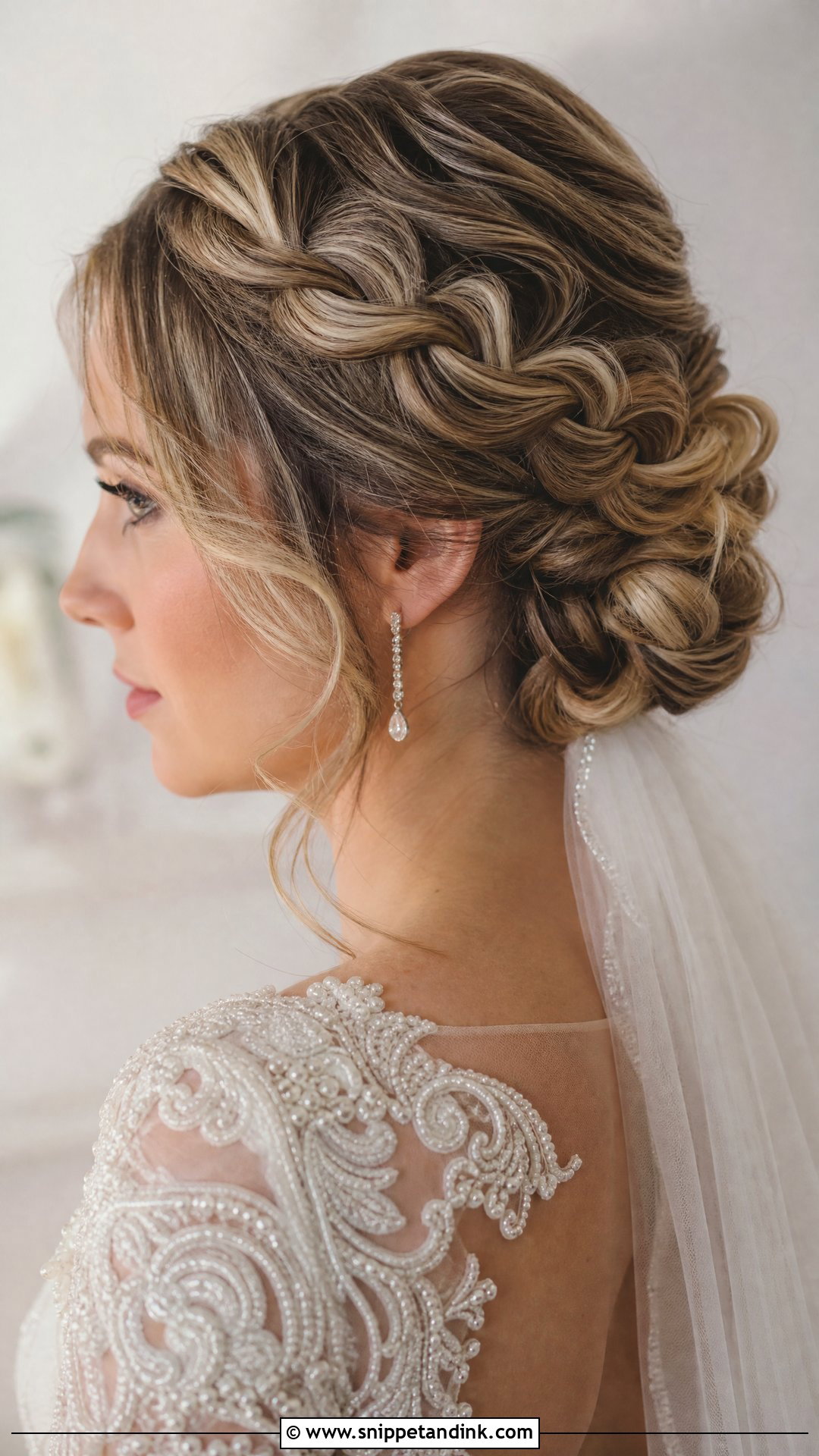 Braided Updo Wedding Style for Shoulder Length Hair - Snippet and Ink - 20 Shoulder Length Hair Wedding Styles