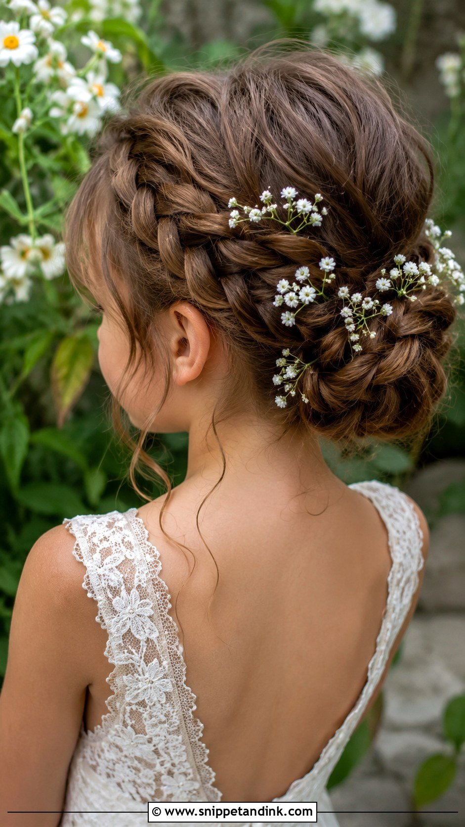 Braided Updo With Babys Breath - Snippet and Ink - 20 Girls Wedding Hairstyles