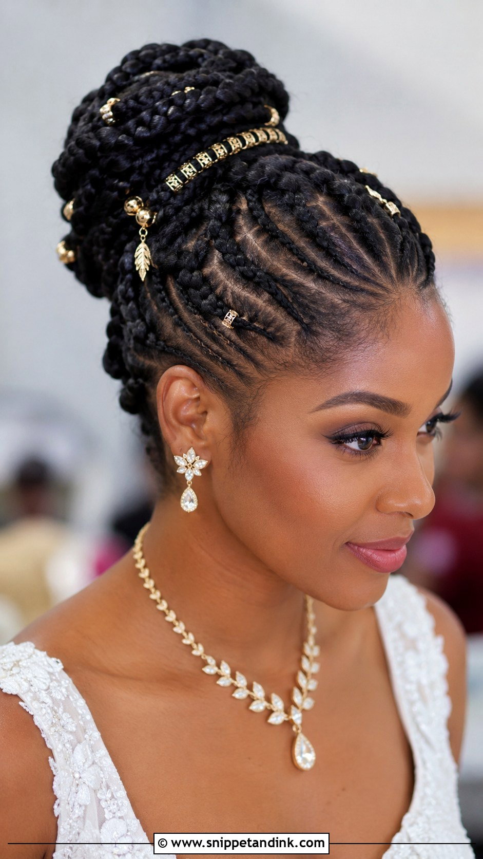 Braided Updo With Beads - Snippet and Ink - 25 Natural Hair Updo Wedding Ideas