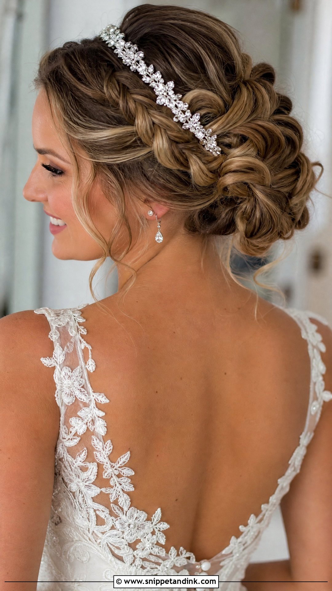 Braided Updo With Crystal Headband - Snippet and Ink - 20 Bridal Updo with Headpiece Ideas