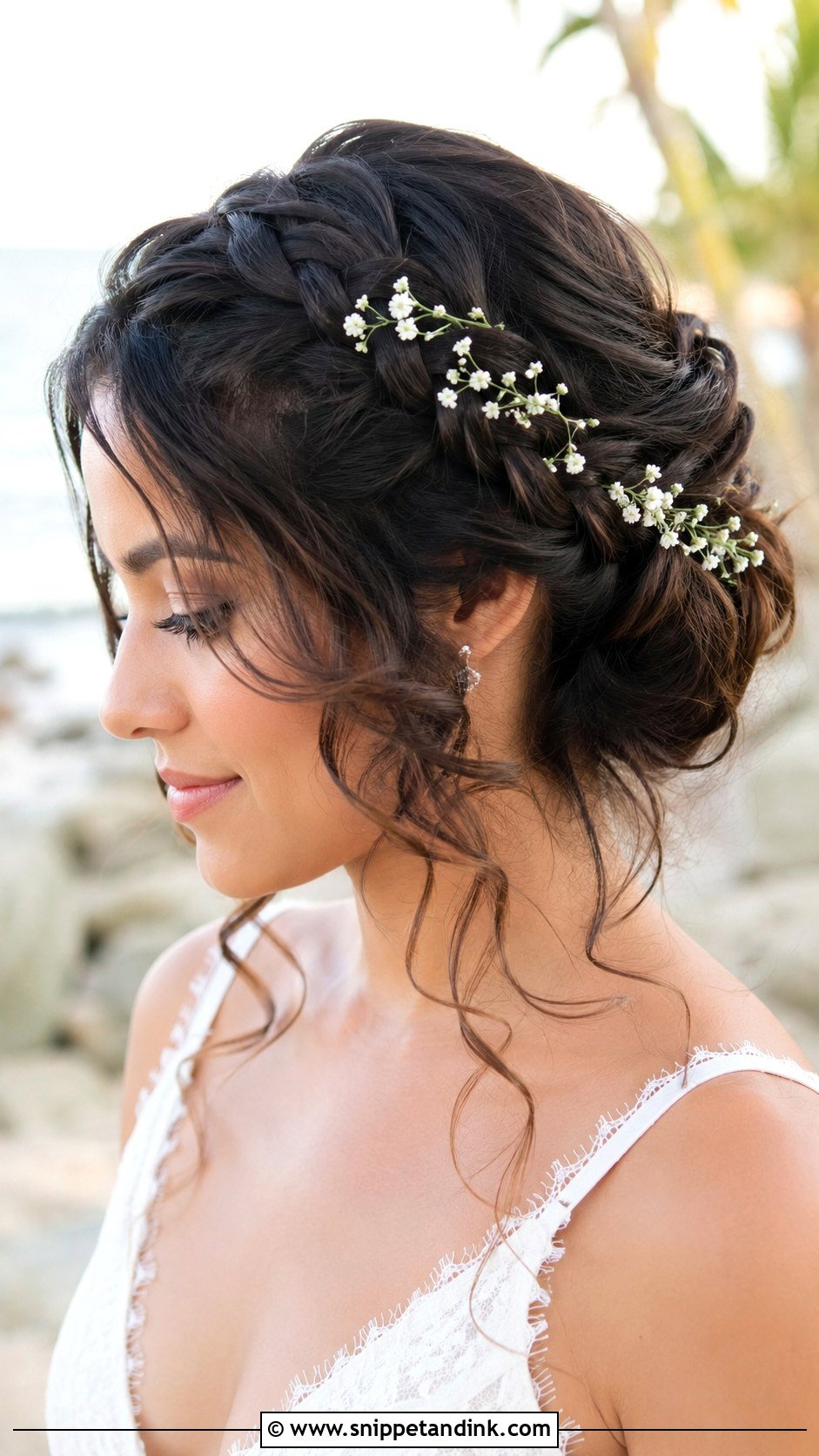 Braided Updo With Curtain Bangs - Snippet and Ink - 20 Wedding Updo with Bangs Ideas