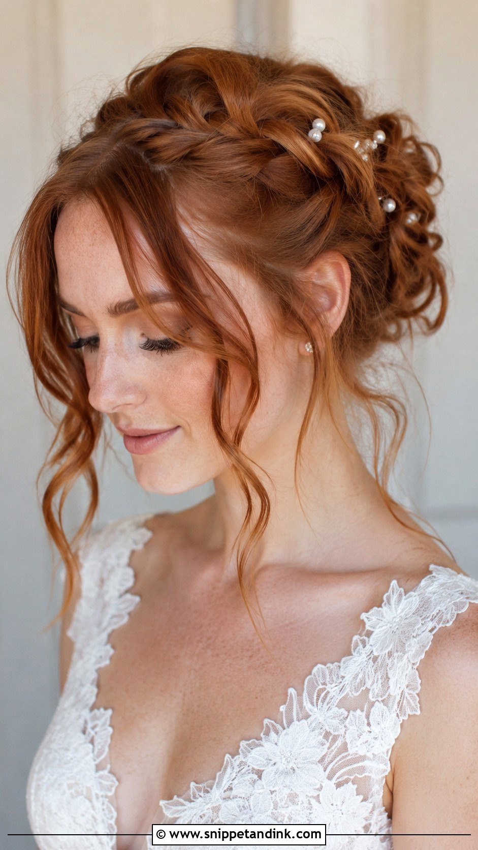 Braided Updo With Curtain Bangs - Snippet and Ink - 20 Bridal Hair with Curtain Bangs