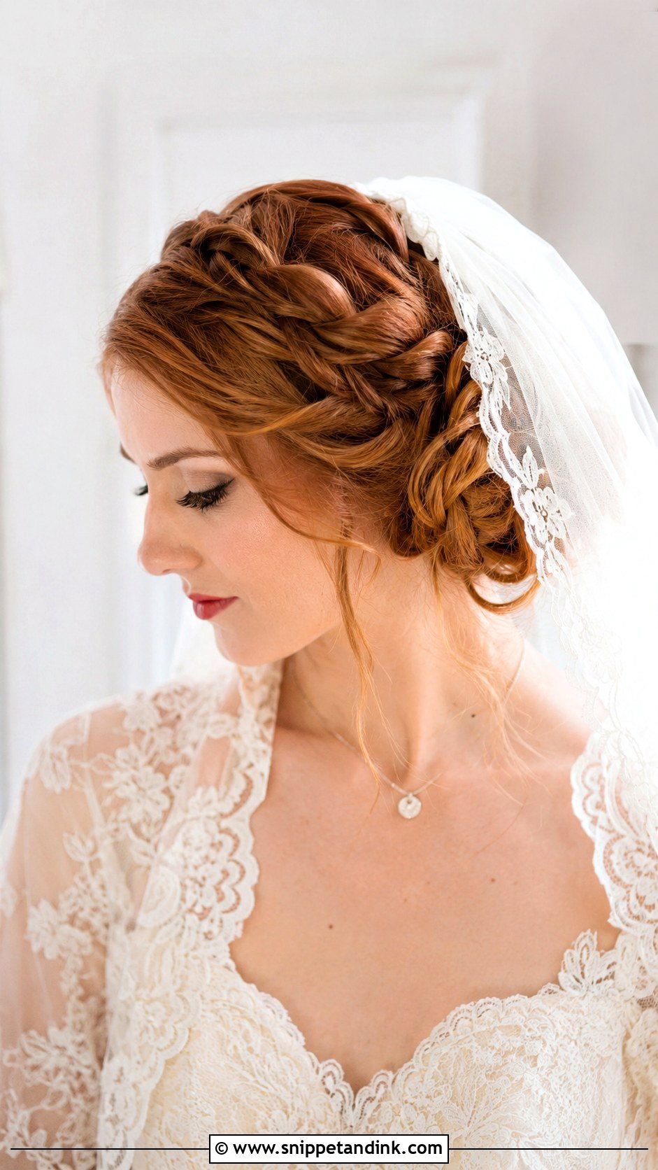 Braided Updo With Fingertip Veil - Snippet and Ink - 25 Updo with Veil Ideas