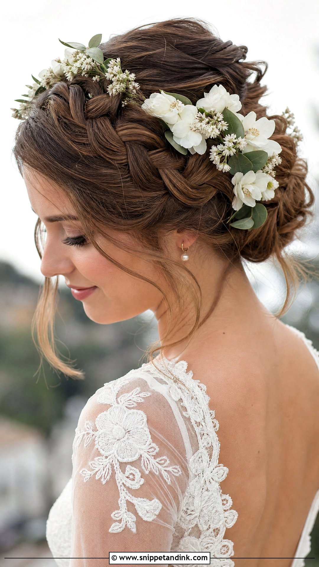 Braided Updo With Flower Crown - Snippet and Ink - 20 Wedding Hairstyles with Flower Crown