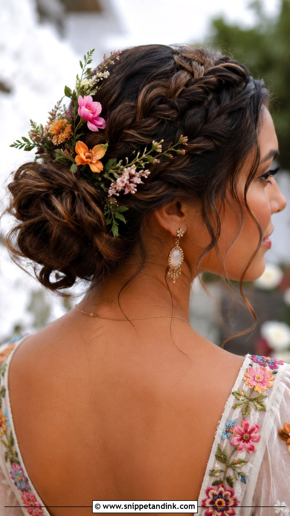 Braided Updo With Flowers - Snippet and Ink - 30 Hairstyles for Engagement
