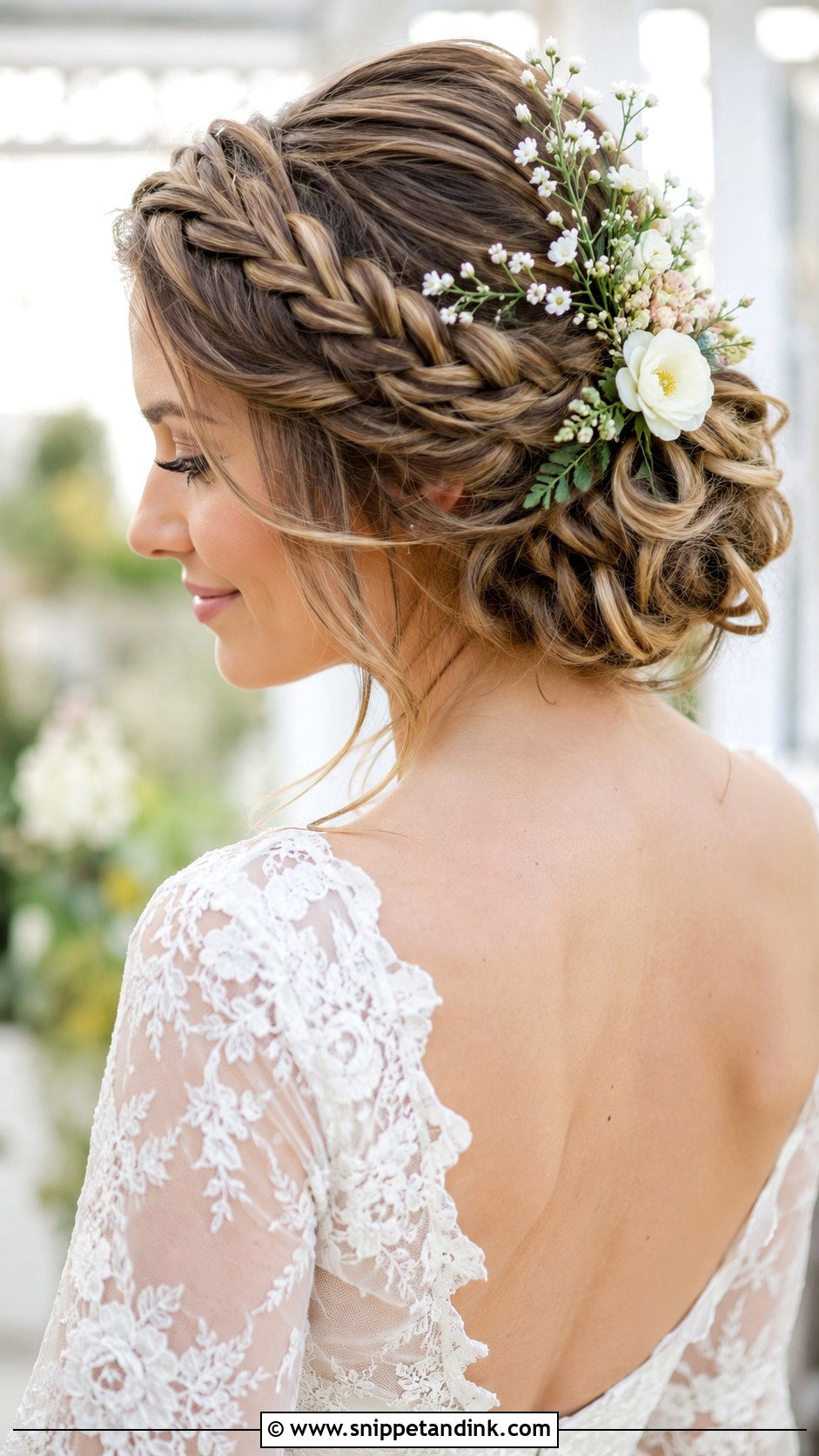 Braided Updo With Flowers - Snippet and Ink - 30 Hairstyles for Bride