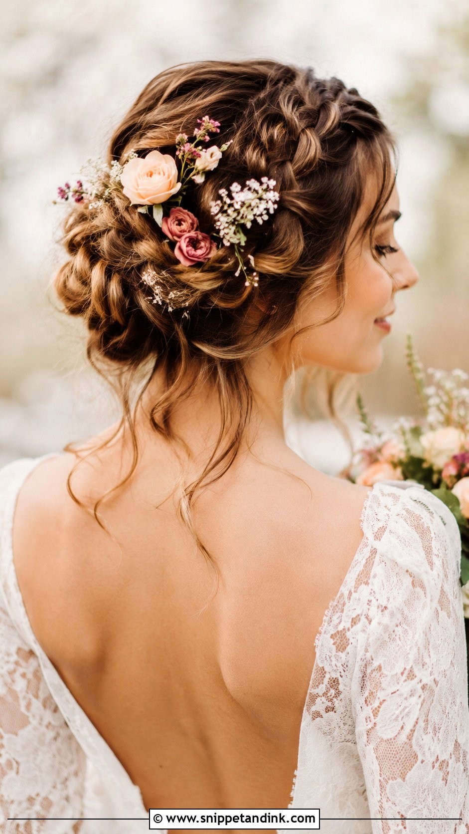 Braided Updo With Flowers - Snippet and Ink - 30 Wedding Updos for Long Hair