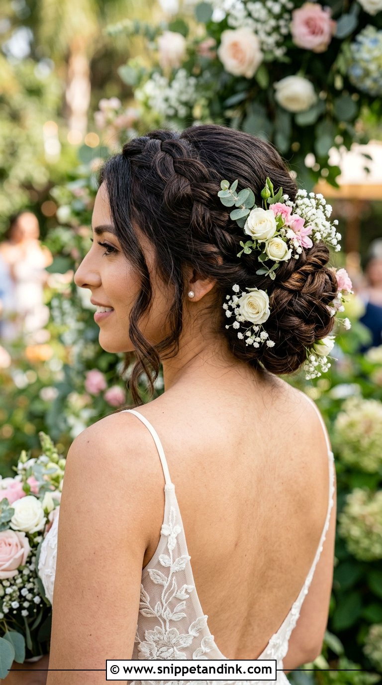 Braided Updo With Flowers - Snippet and Ink - 20 Bridal Wedding Hair Updo Ideas