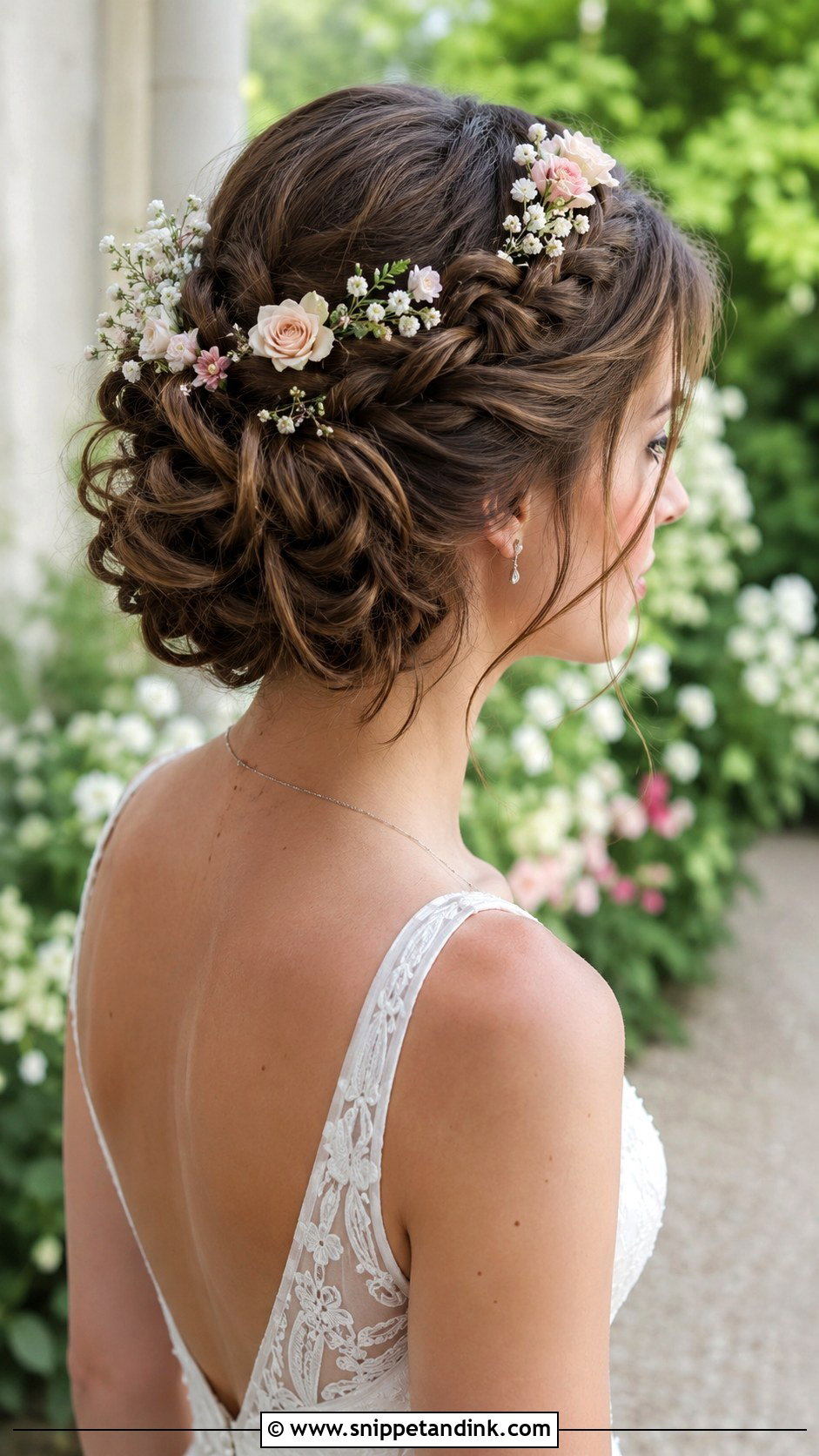 Braided Updo With Flowers - Snippet and Ink - 20 Bride Braid Ideas