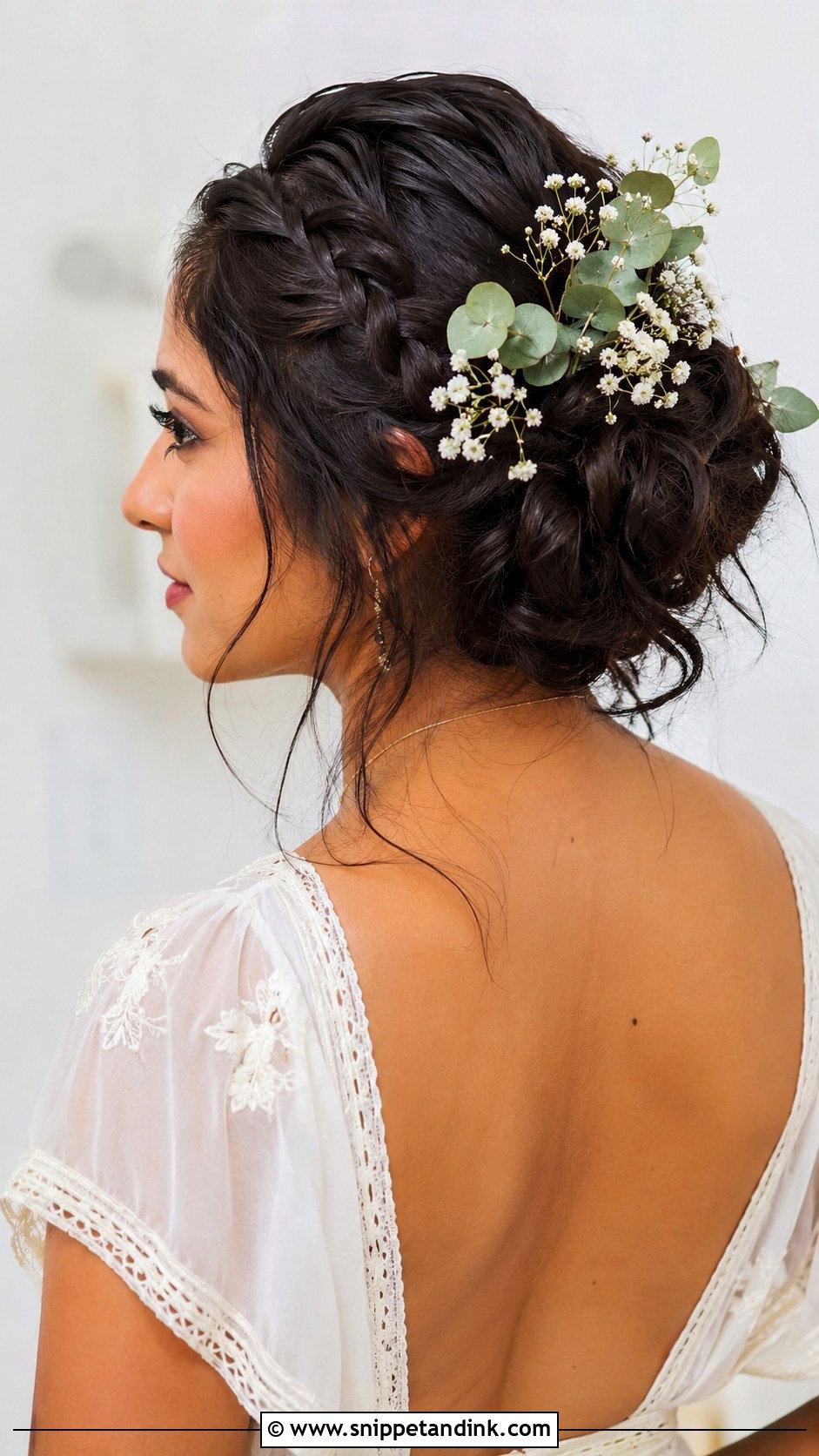 Braided Updo With Flowers - Snippet and Ink - 20 Brunette Bride Hairstyles