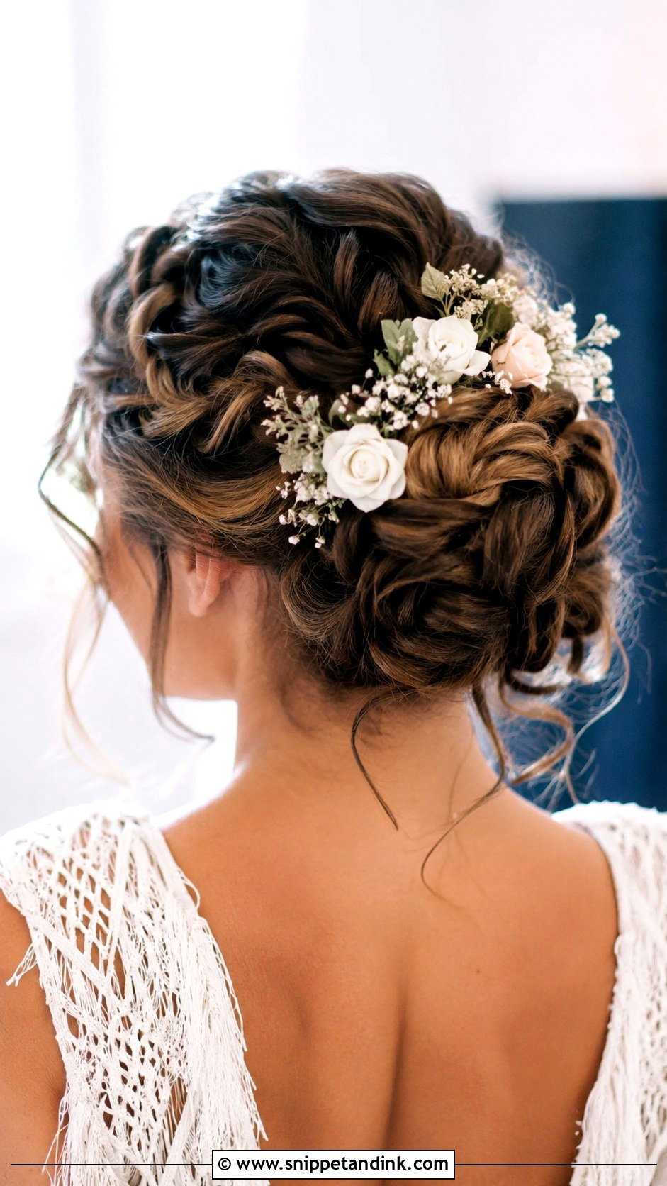 Braided Updo With Flowers - Snippet and Ink - 20 Easy Wedding Updos for Medium Hair