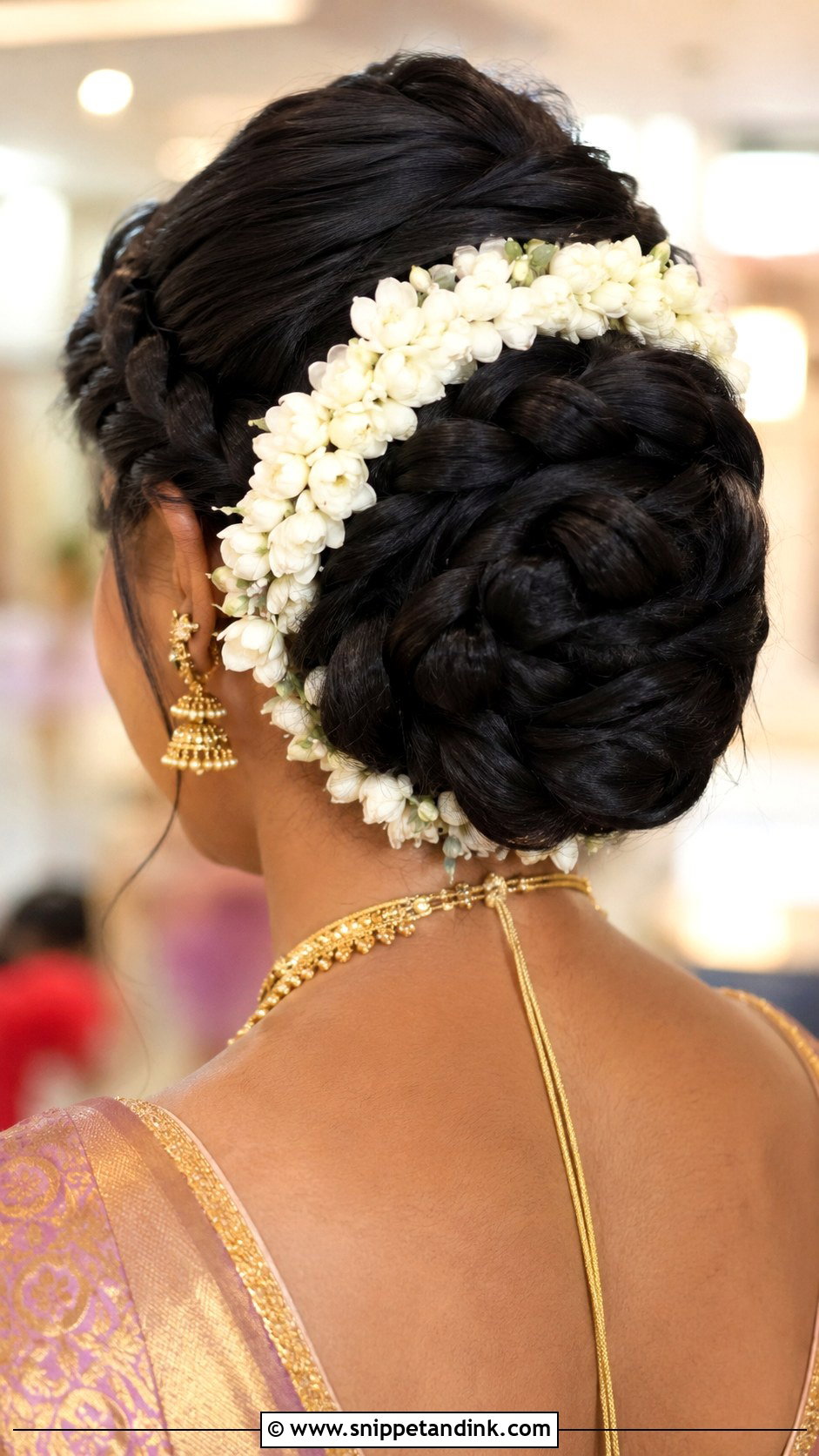 Braided Updo With Jasmine - Snippet and Ink - 35 South Indian Wedding Hairstyles