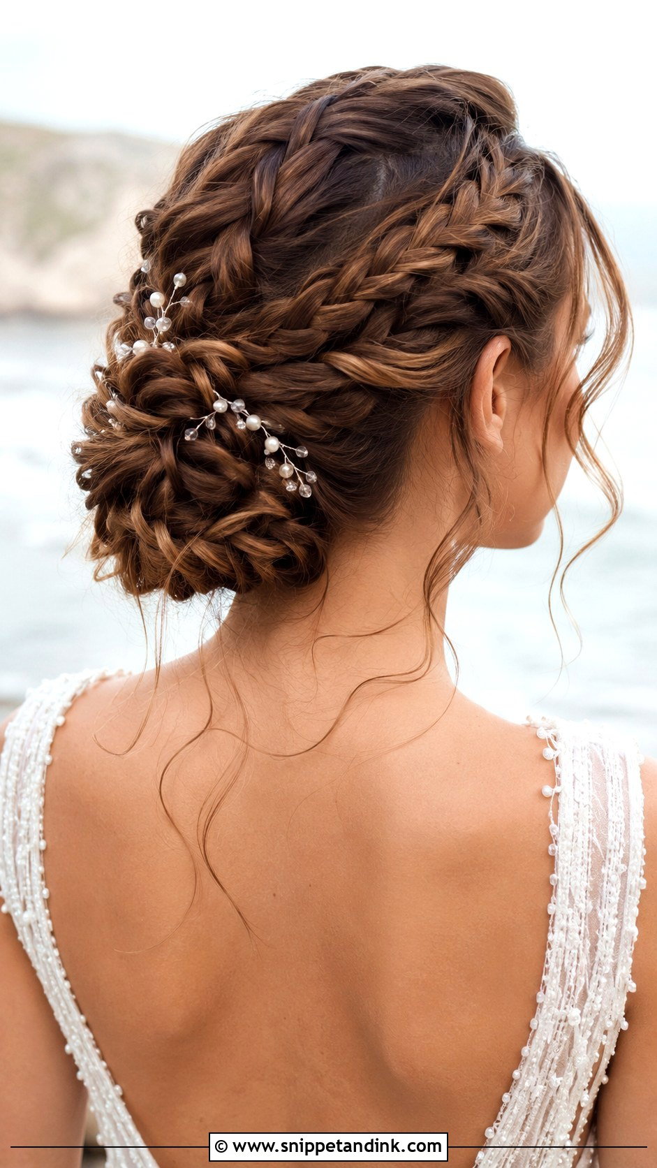 Braided Updo With Loose Tendrils - Snippet and Ink - 20 Beach Wedding Hairstyles for Long Hair