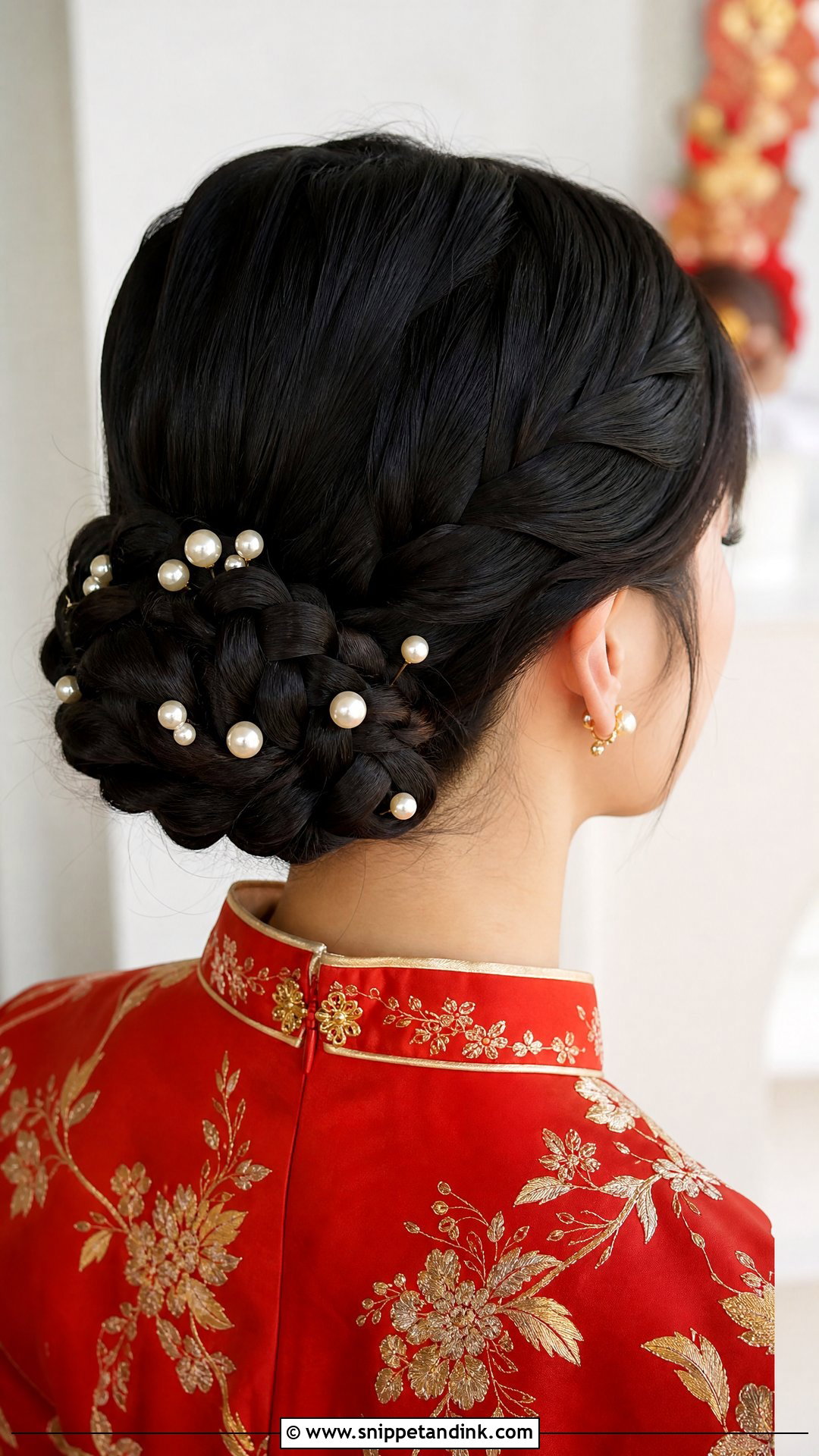 Braided Updo With Pearl Accents - Snippet and Ink - 20 Chinese Wedding Hair Ideas