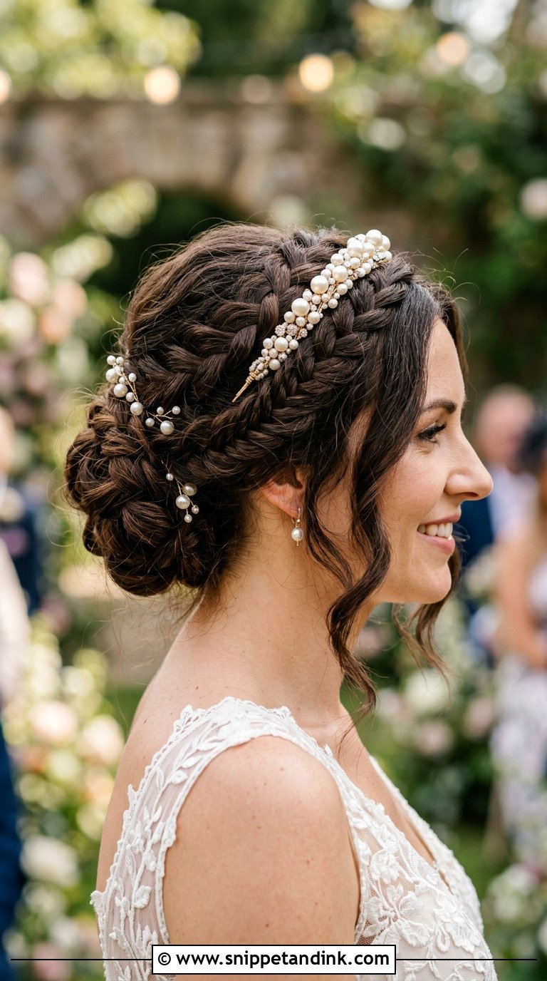 Braided Updo With Pearl Headband - Snippet and Ink - 20 Bridal Hair with Headband Ideas