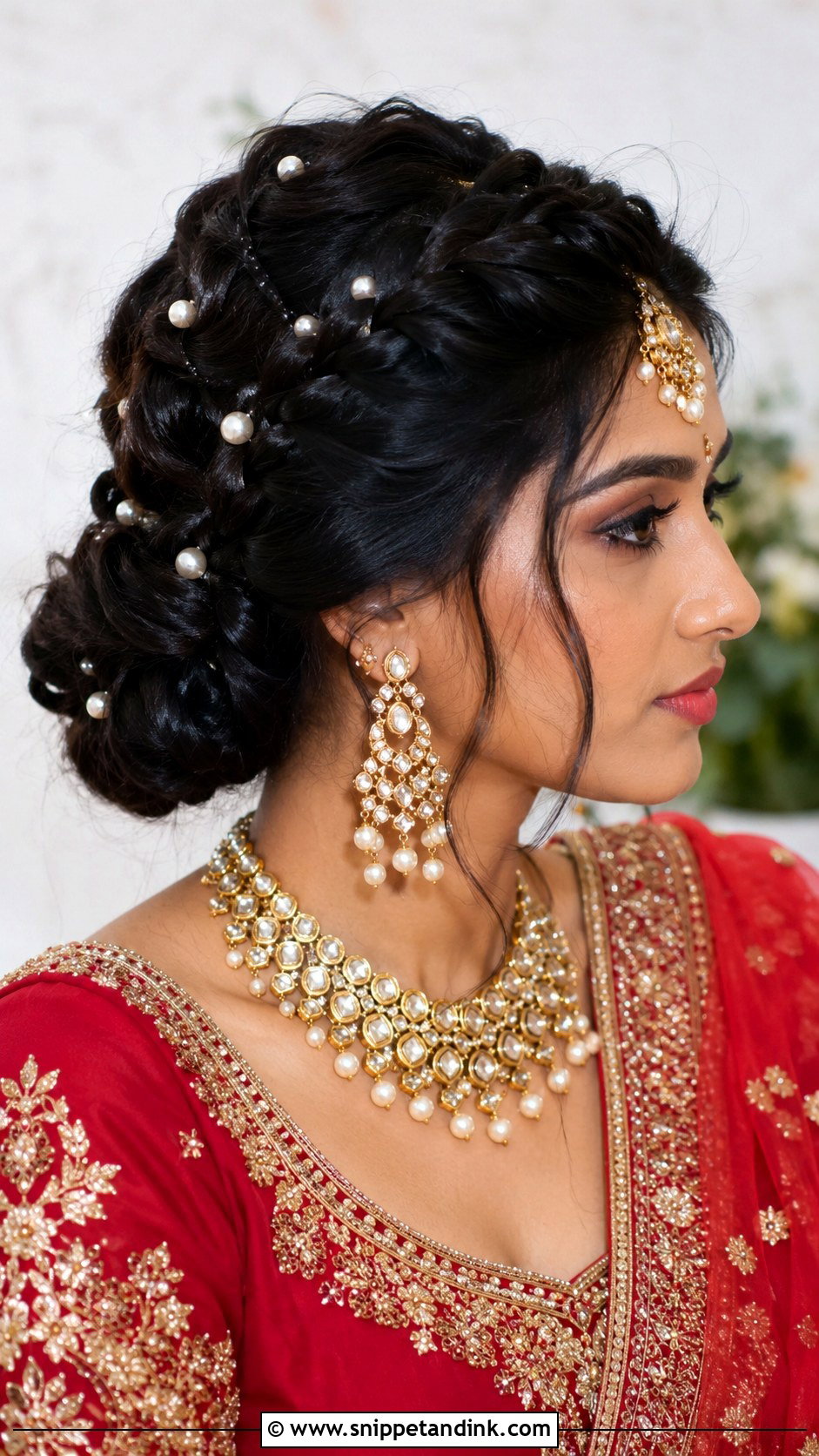 Braided Updo With Pearls - Snippet and Ink - 25 Indian Bridal Wedding Hairstyles