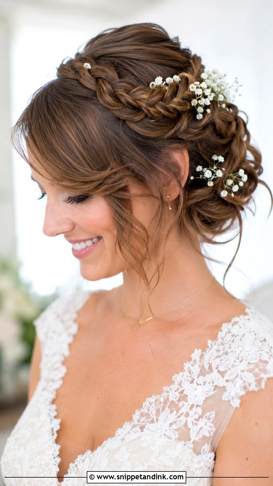 Braided Updo With Side Bangs - Snippet and Ink - 20 Hairstyle with Bangs for Wedding Ideas