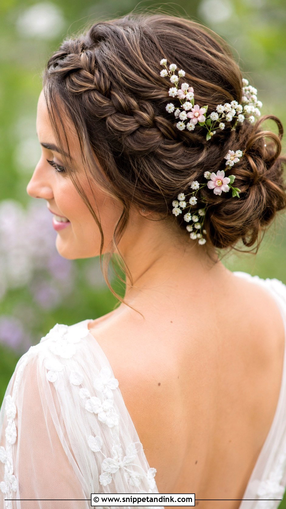 Braided Updo With Small Blooms - Snippet and Ink - 25 Bridal Hair Flowers