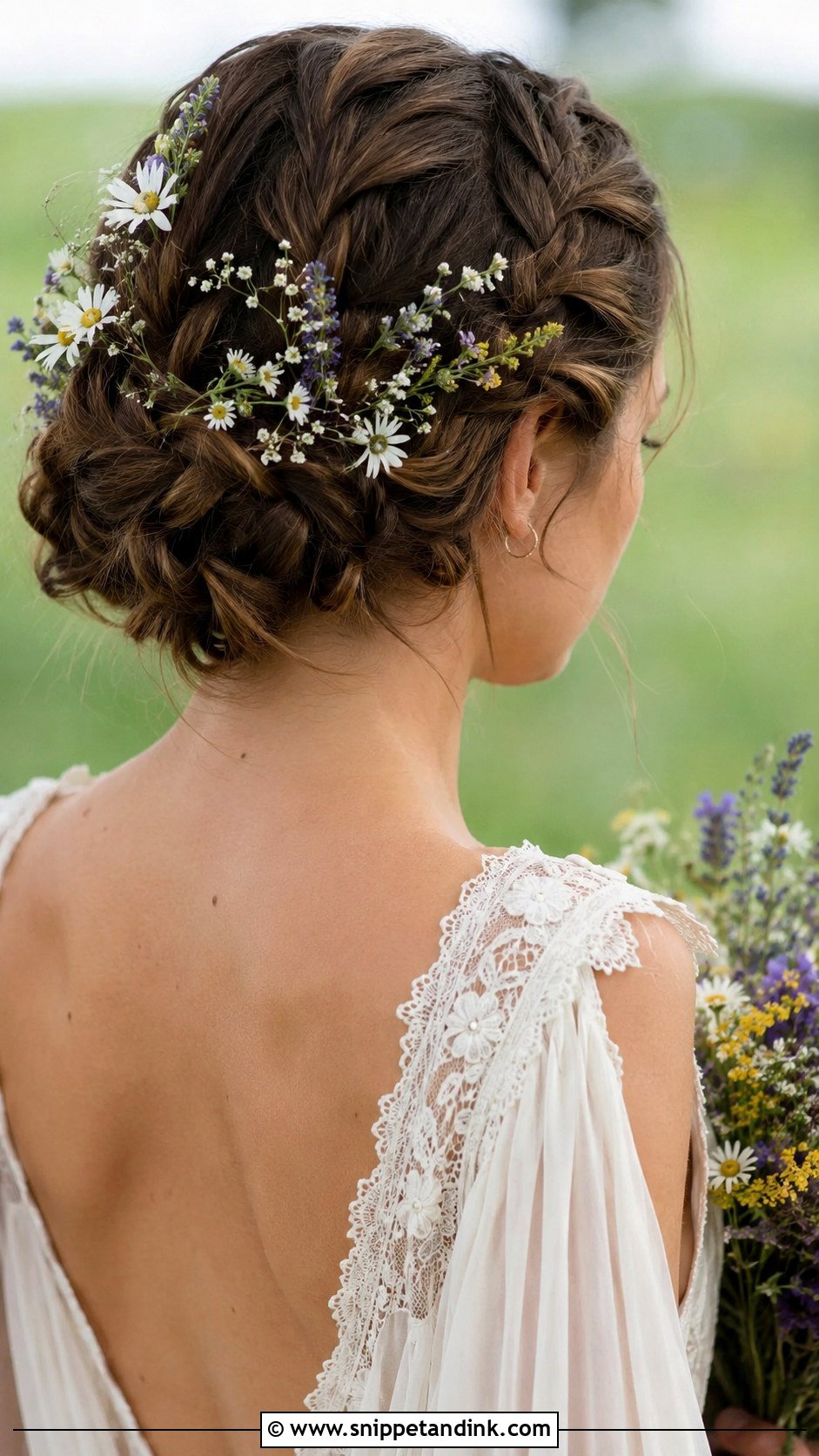 Braided Updo With Wildflowers - Snippet and Ink - 20 Wedding Hairstyles Flowers