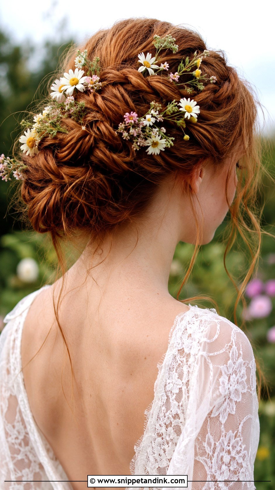 Braided Updo With Wildflowers - Snippet and Ink - 20 Bride Hairstyles with Flowers