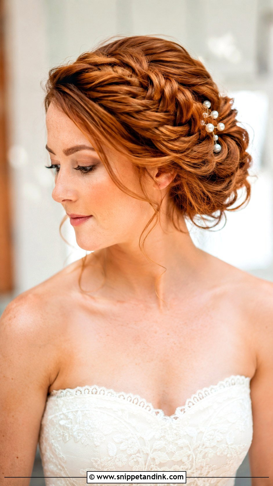 Braided Updo for Strapless Gown - Snippet and Ink - 25 Wedding Hairstyles for Strapless Dress