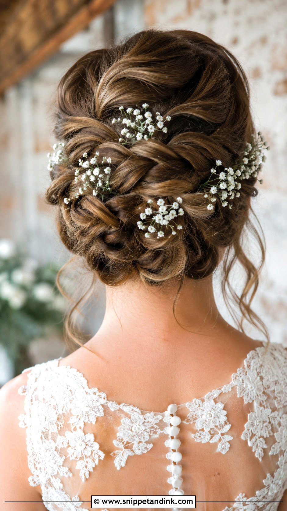 Braided Updo with Babys Breath - Snippet and Ink - 25 Summer Wedding Hairstyles