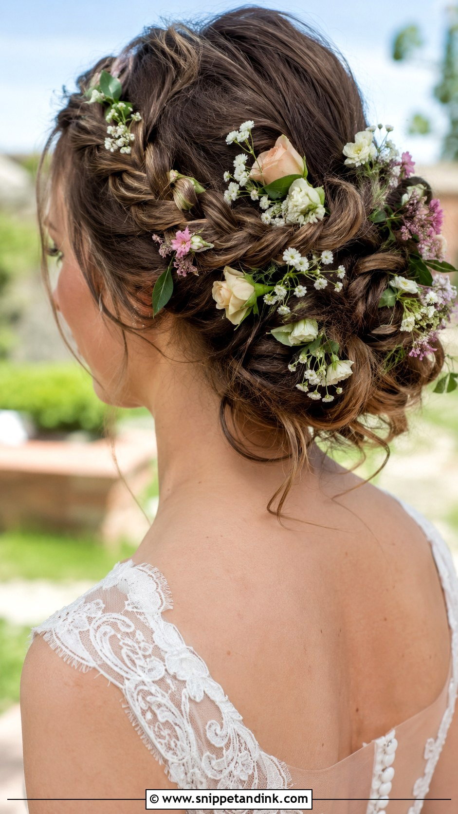Braided Updo with Flowers - Snippet and Ink - 30 Wedding Hair Up Ideas