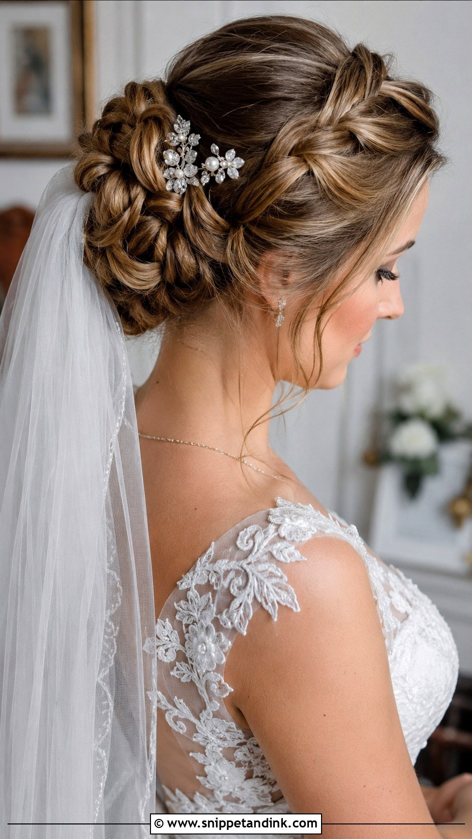 Braided Updo with Veil for Long Hair - Snippet and Ink - 25 Bridal Braids for Long Hair