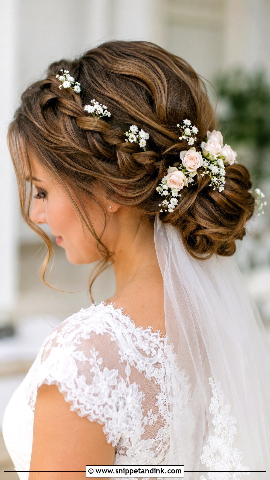 Braided Wedding Bun With Flowers - Snippet and Ink - 15 Wedding Bun with Flowers Ideas