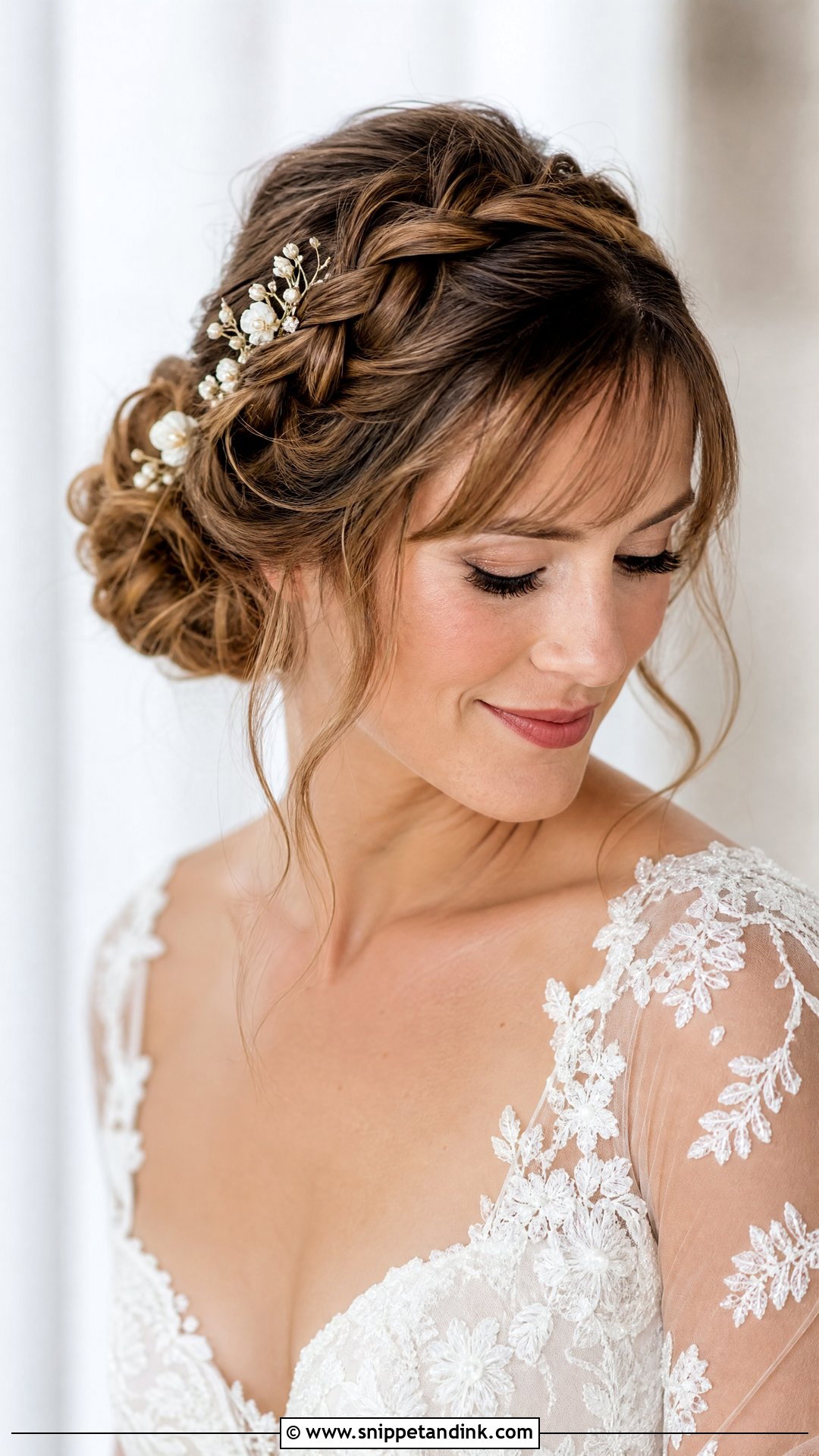 Braided Wedding Hairstyle With Bangs - Snippet and Ink - 15 Bang Wedding Hairstyles
