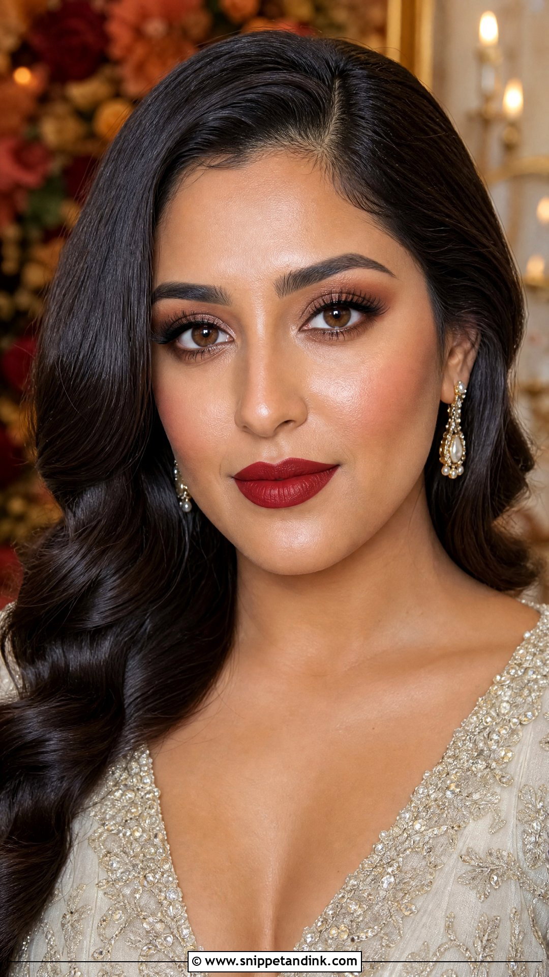 Brick Red Bridal Makeup - Snippet and Ink - 20 Bride Lipstick Ideas
