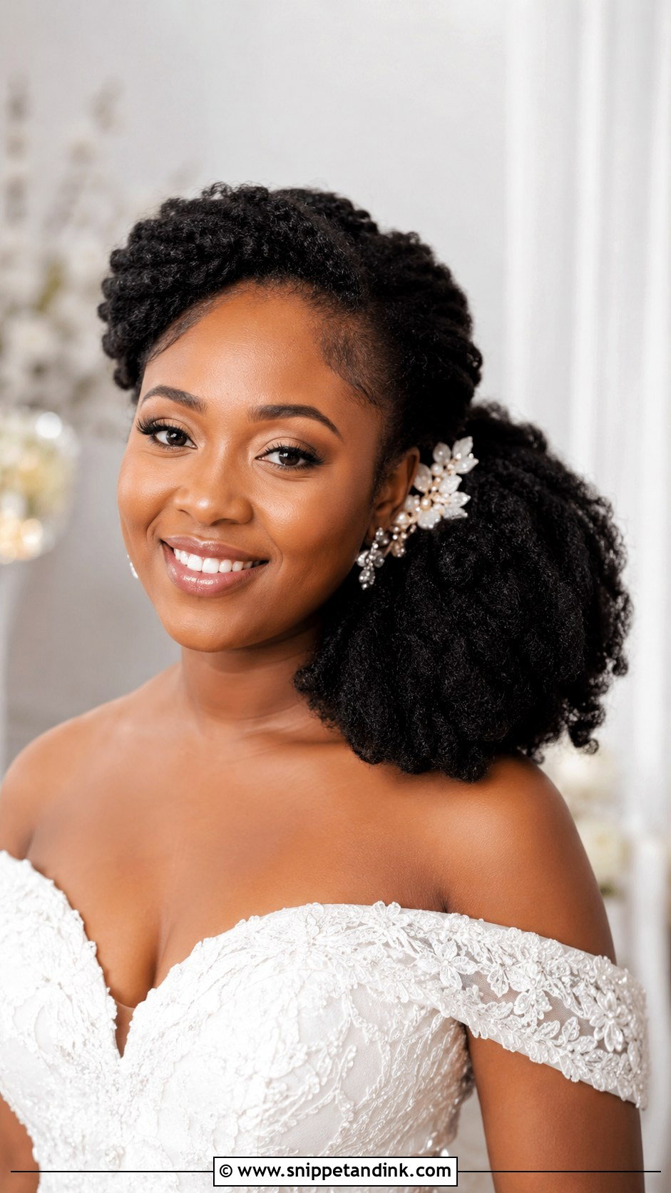 Bridal Afro Puff Side Style - Snippet and Ink - 30 4c Wedding Hairstyles