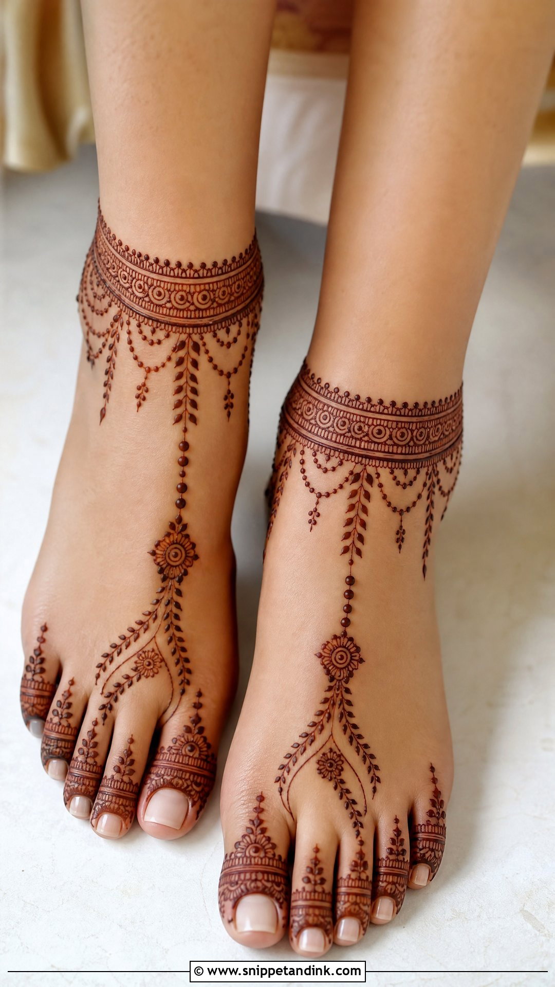 Bridal Ankle Mehndi Design - Snippet and Ink - 20 Bridal Mehndi Designs Feet Brides