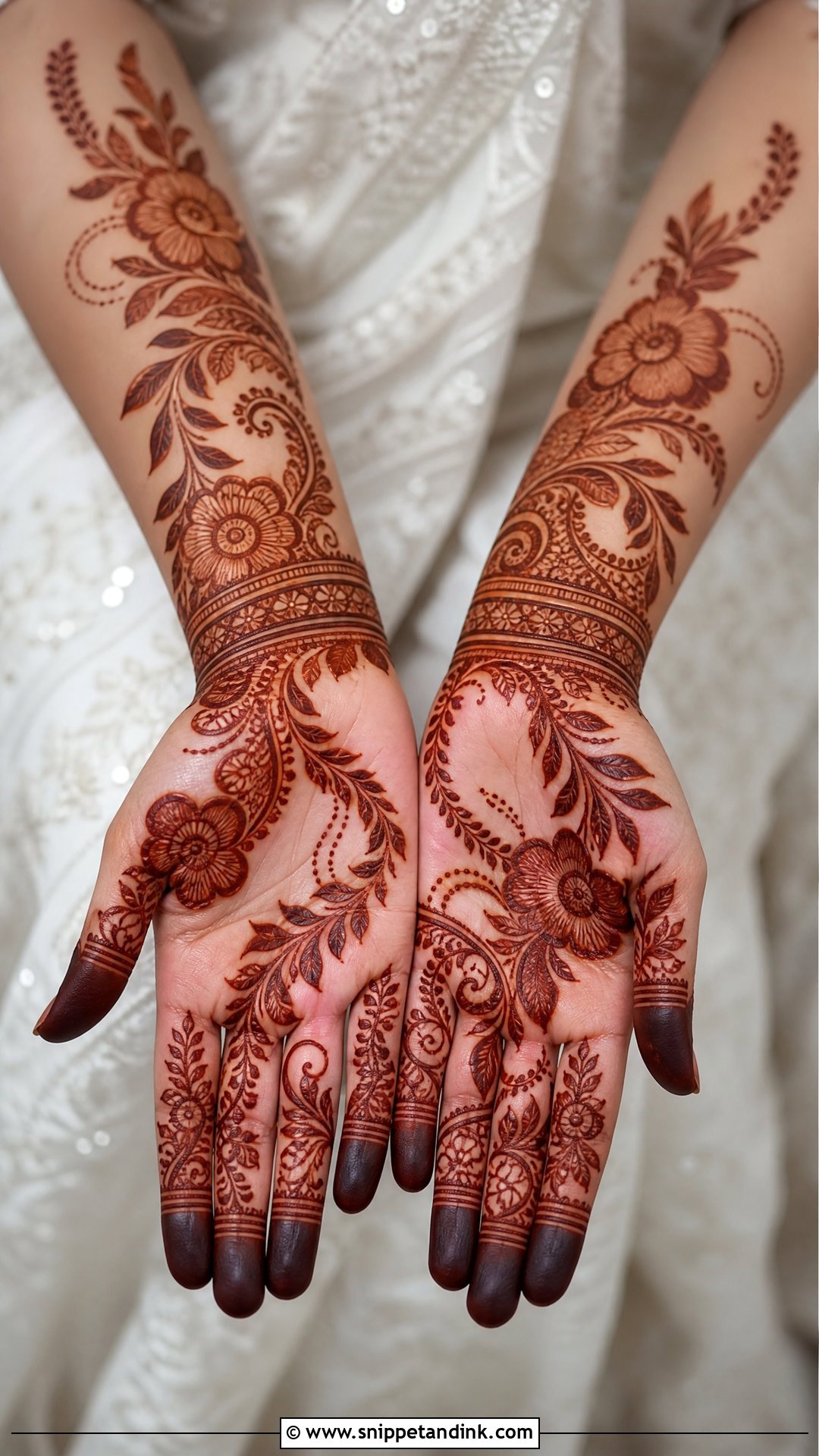 Bridal Arabic Bel Palm Mehndi Design - Snippet and Ink - 20 Bridal Arabic Full Hand Palm Mehndi Designs