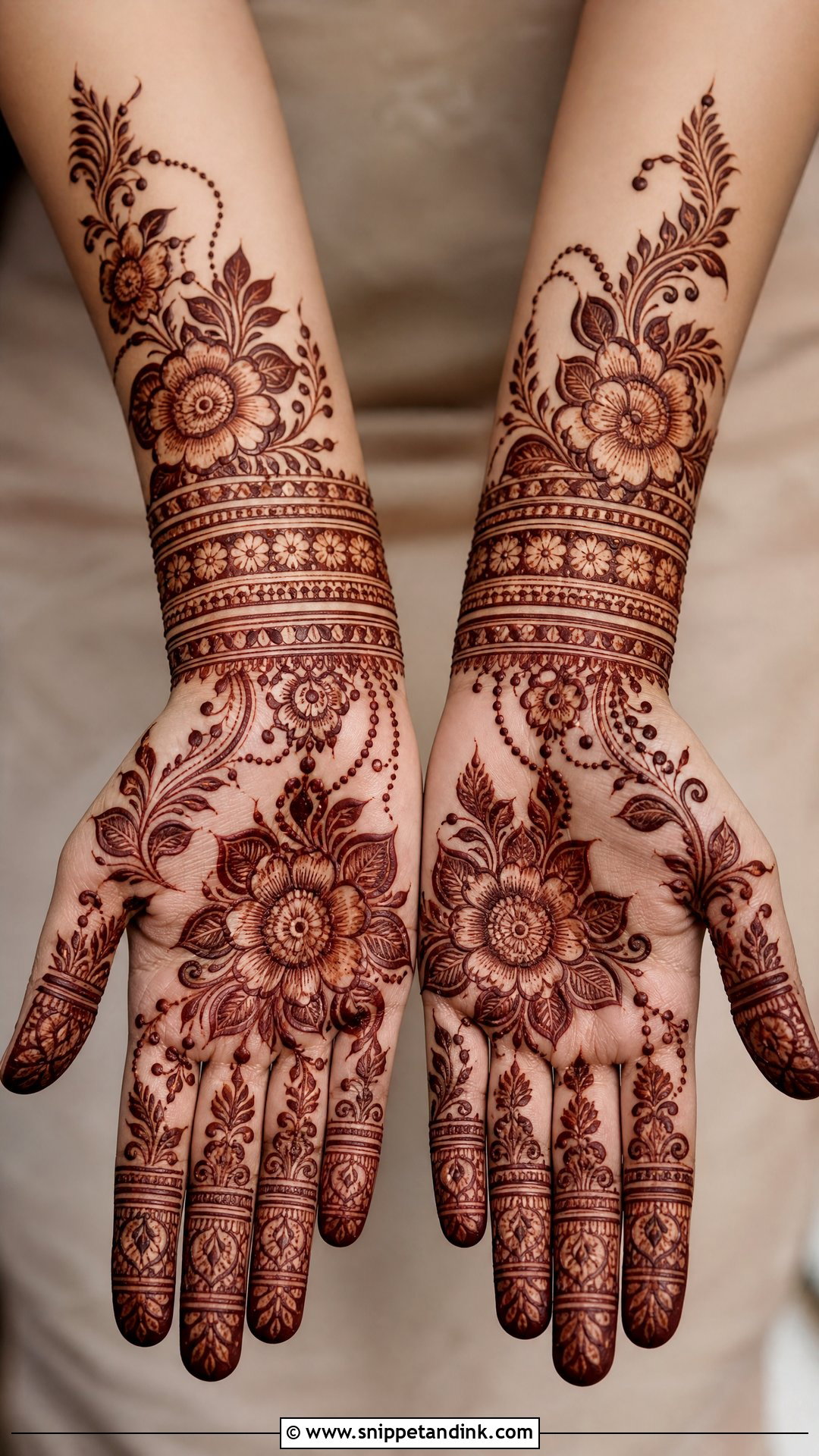 Bridal Arabic Bracelet Palm Mehndi Design - Snippet and Ink - 20 Bridal Arabic Full Hand Palm Mehndi Designs
