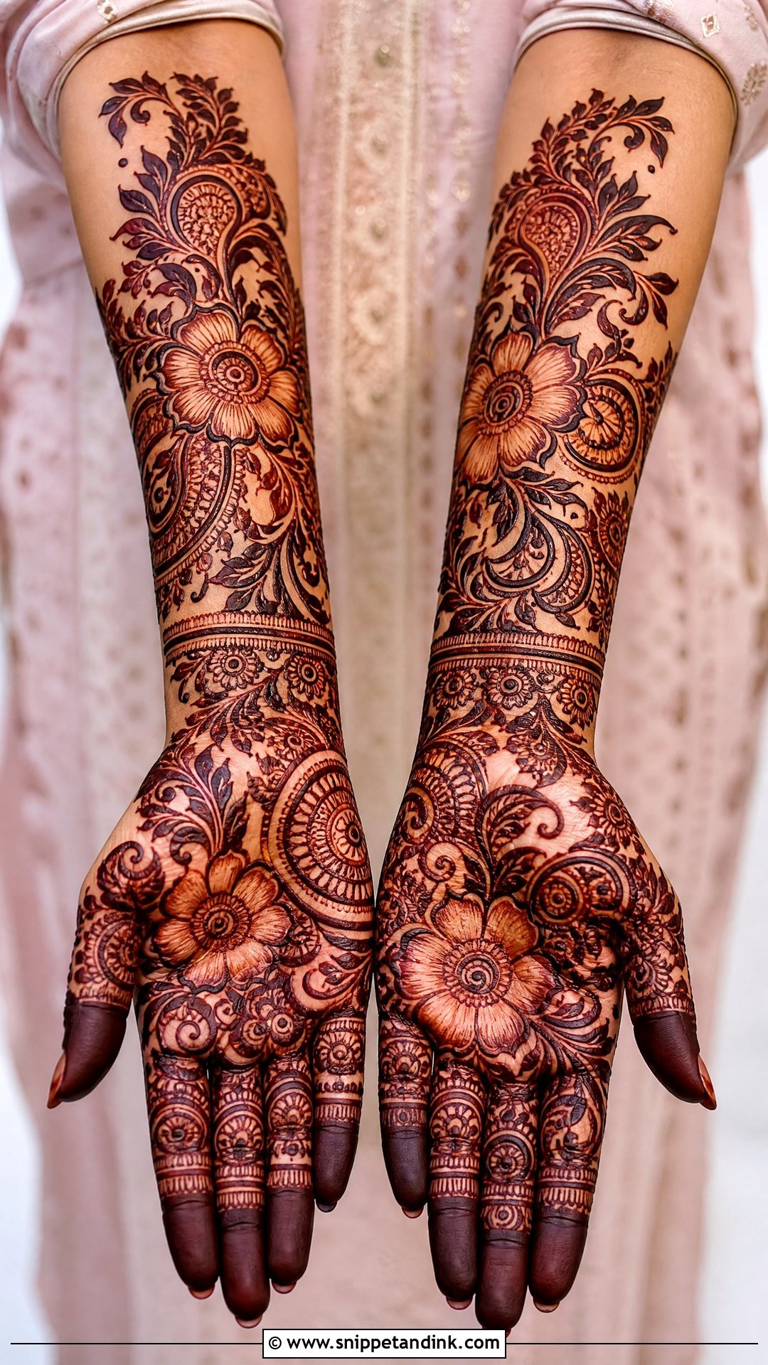 Bridal Arabic Heavy Palm Mehndi Design - Snippet and Ink - 20 Bridal Arabic Full Hand Palm Mehndi Designs