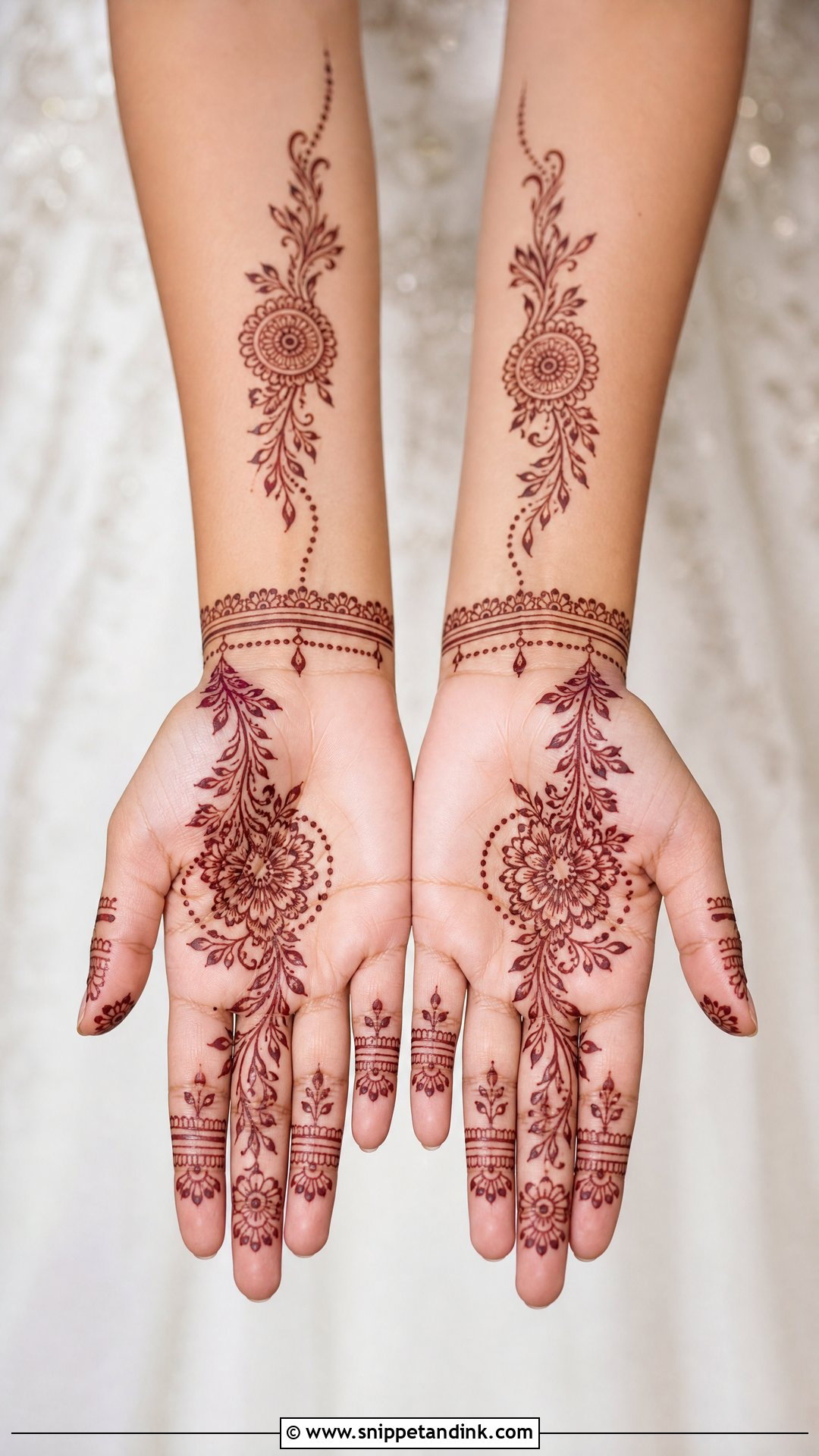 Bridal Arabic Minimal Palm Mehndi Design - Snippet and Ink - 20 Bridal Arabic Full Hand Palm Mehndi Designs