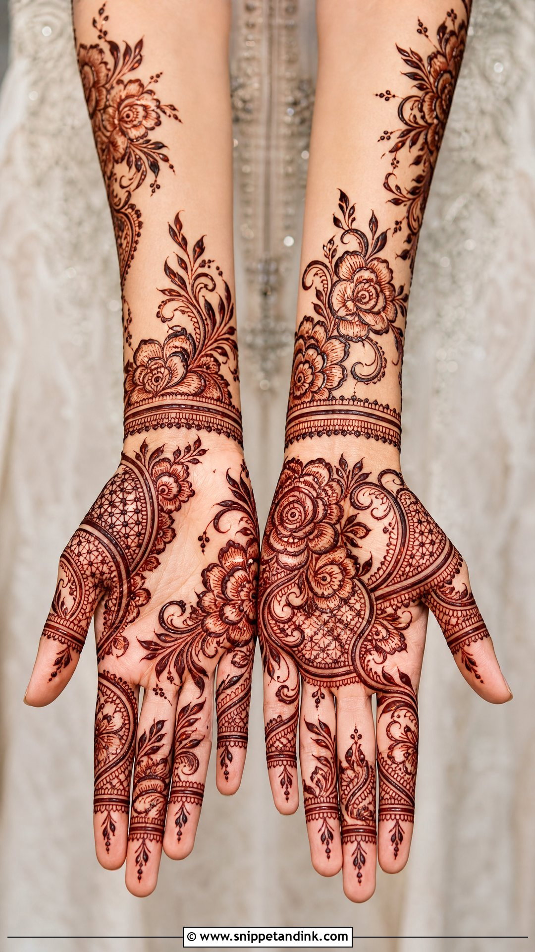 Bridal Arabic Modern Palm Mehndi Design - Snippet and Ink - 20 Bridal Arabic Full Hand Palm Mehndi Designs