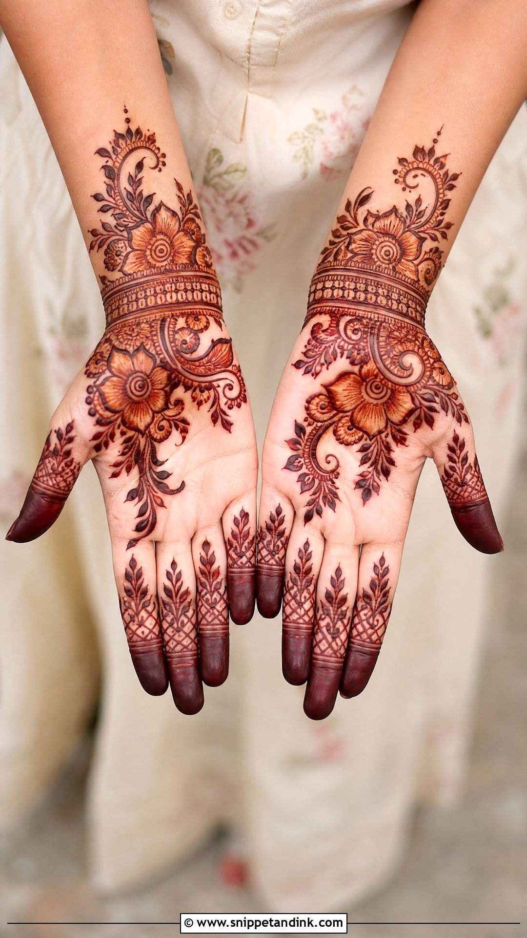 Bridal Arabic Shaded Palm Mehndi Design - Snippet and Ink - 20 Bridal Arabic Full Hand Palm Mehndi Designs
