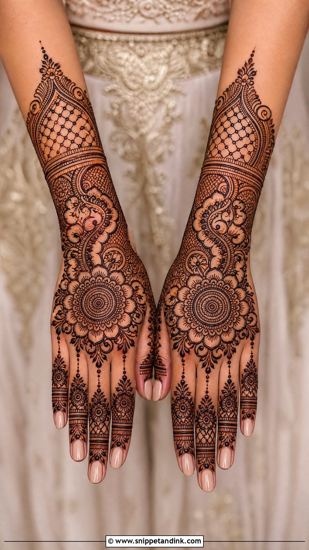 Bridal Back Full Hand Mehndi For Dark Stain - Snippet and Ink - 25 New Bridal Back Full Hand Mehndi Designs