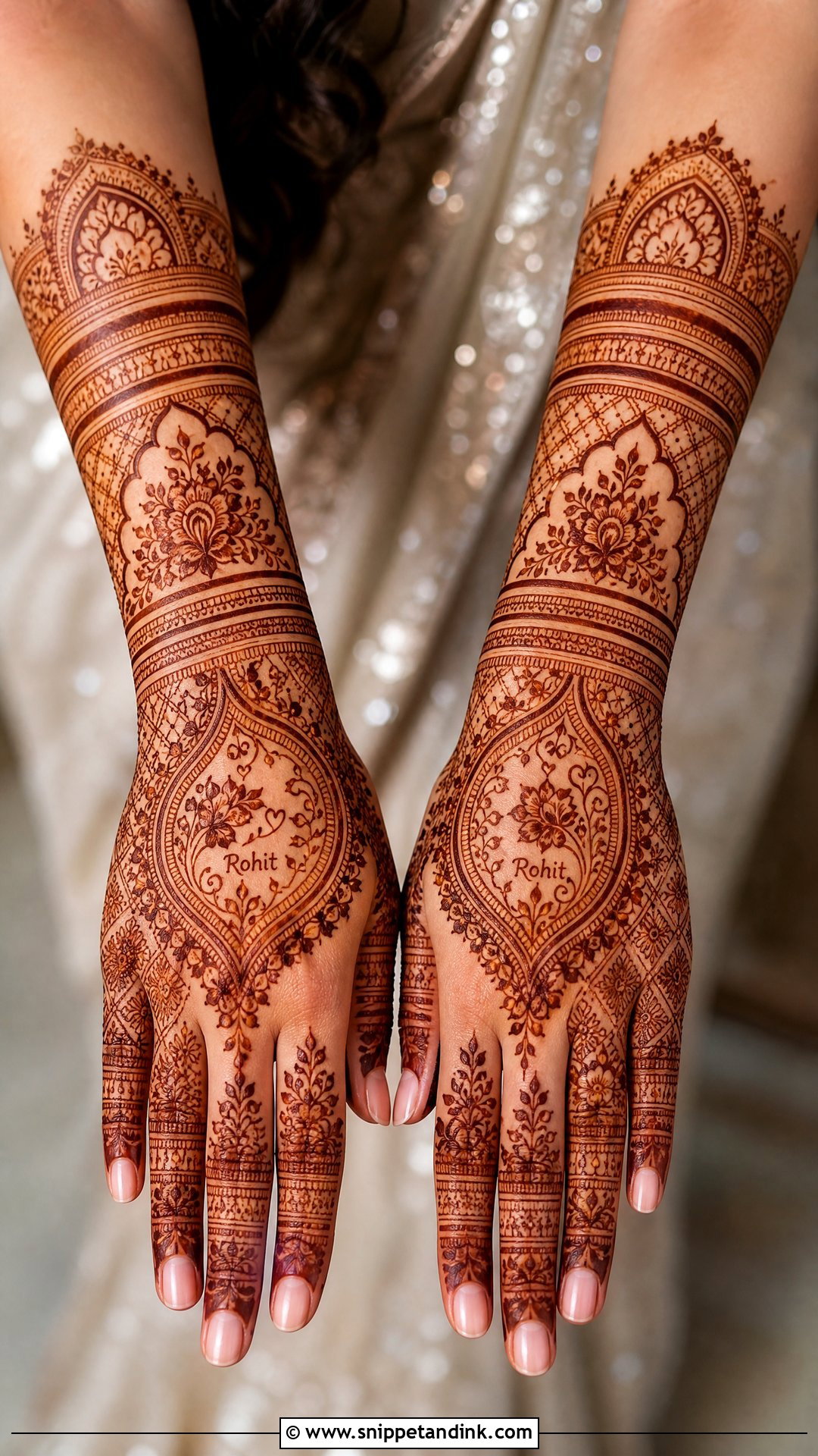 Bridal Back Full Hand Mehndi With Name - Snippet and Ink - 25 New Bridal Back Full Hand Mehndi Designs