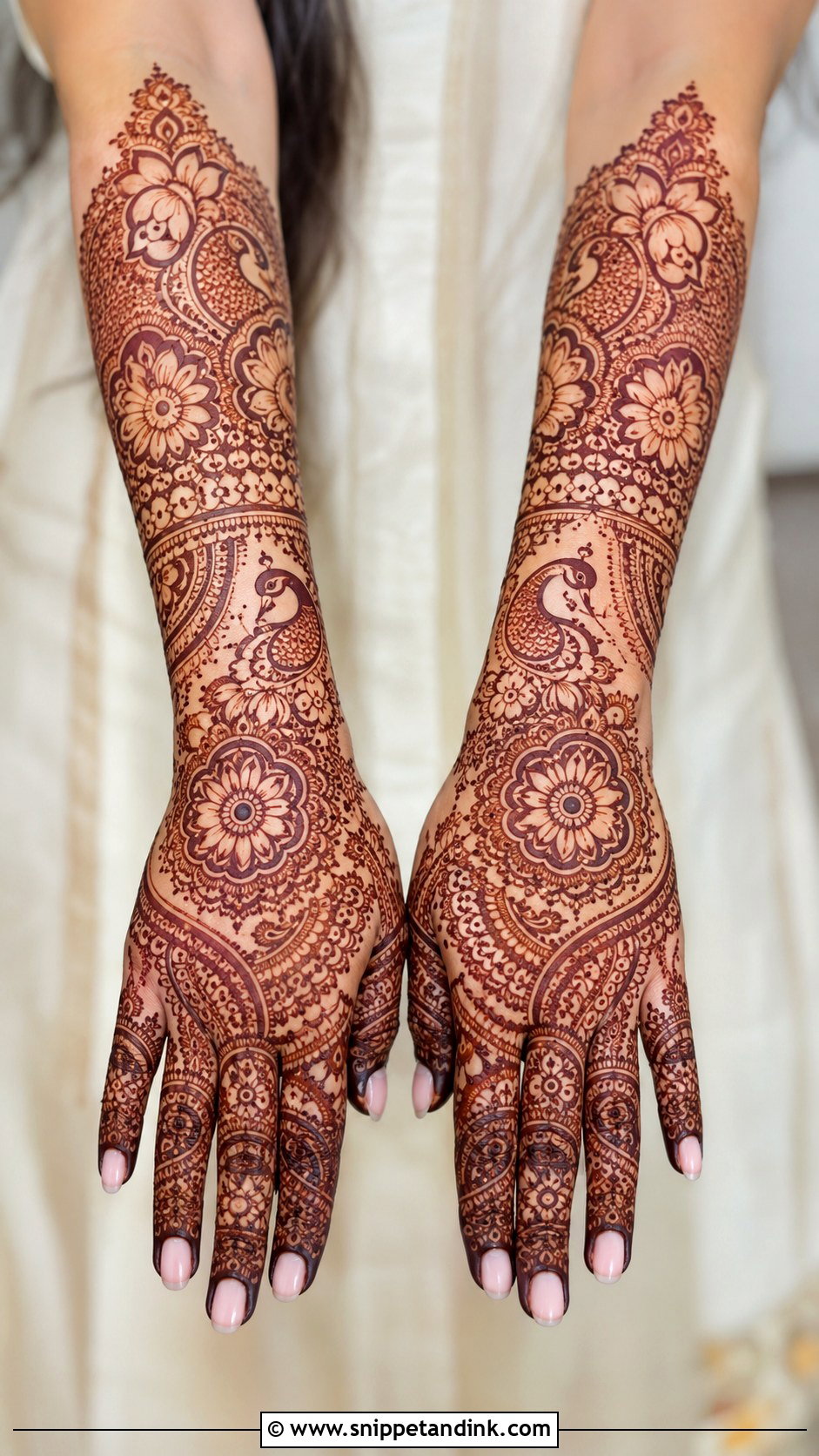 Bridal Back Hand Engagement Mehndi Design - Snippet and Ink - 30 Back Engagement Mehndi Designs