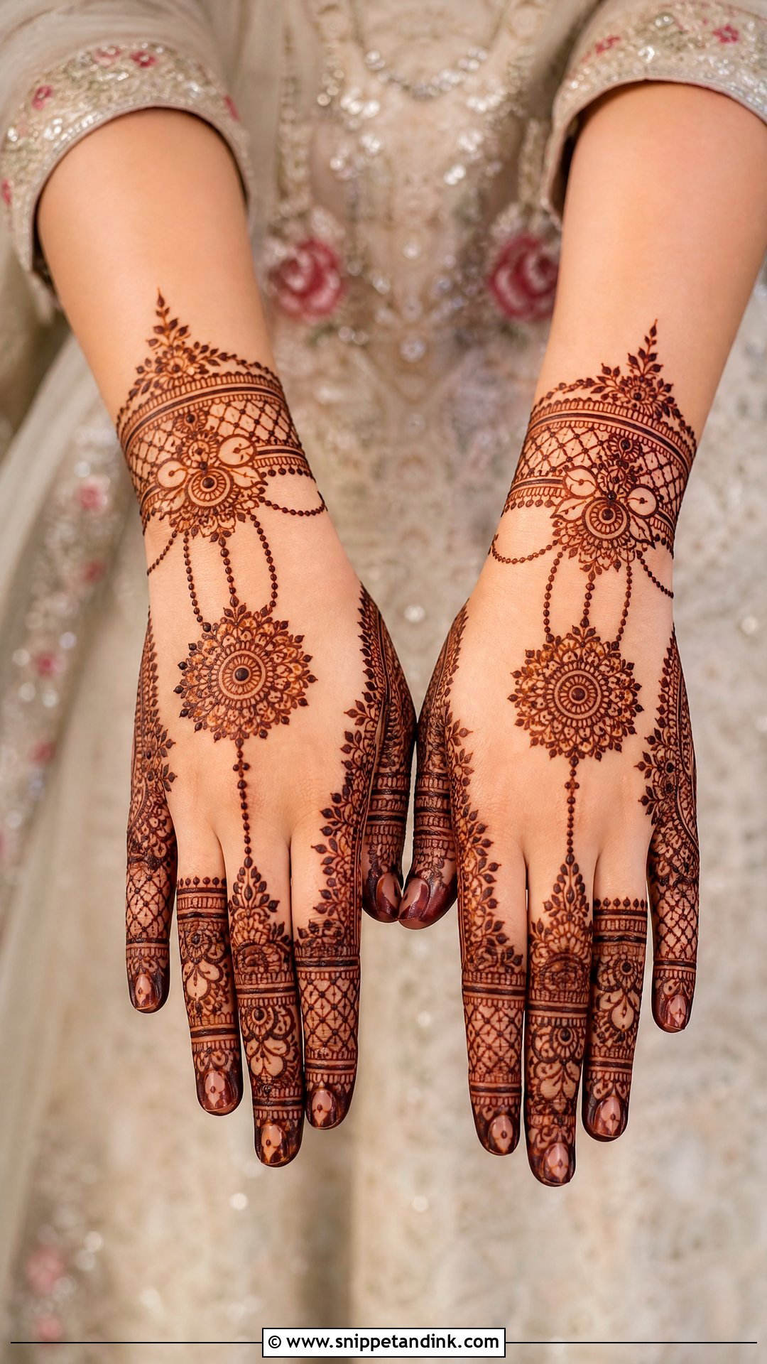 Bridal Back Hand Mehndi Design - Snippet and Ink - 25 Bridal Mehndi Design 2025 Ideas