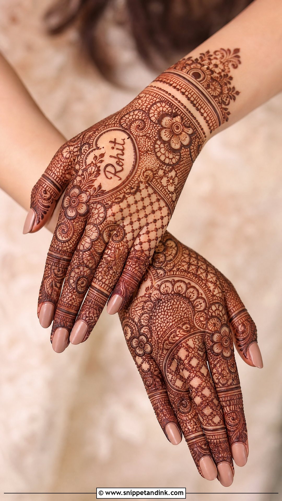 Bridal Back Hand Mehndi With Name - Snippet and Ink - 25 New Bridal Back Hand Mehndi Designs