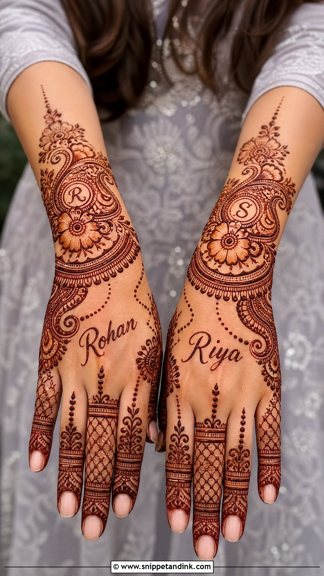 Bridal Back Hand Mehndi With Name - Snippet and Ink - 20 Latest Bridal Back Side Mehndi Design Ideas