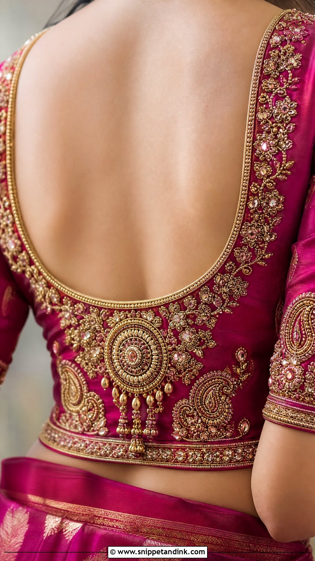 Bridal Back Neck Aari Work Blouse - Snippet and Ink - 25 Bridal Aari Work Ideas
