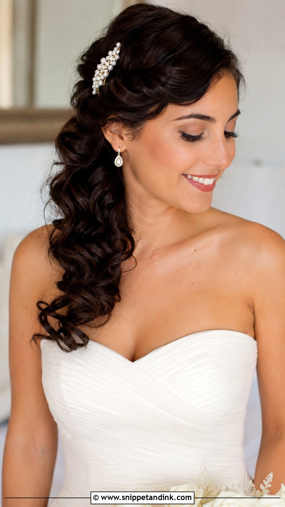 Bridal Barrette With Side Swept Curls - Snippet and Ink - 15 Wedding Hair Accessory Ideas