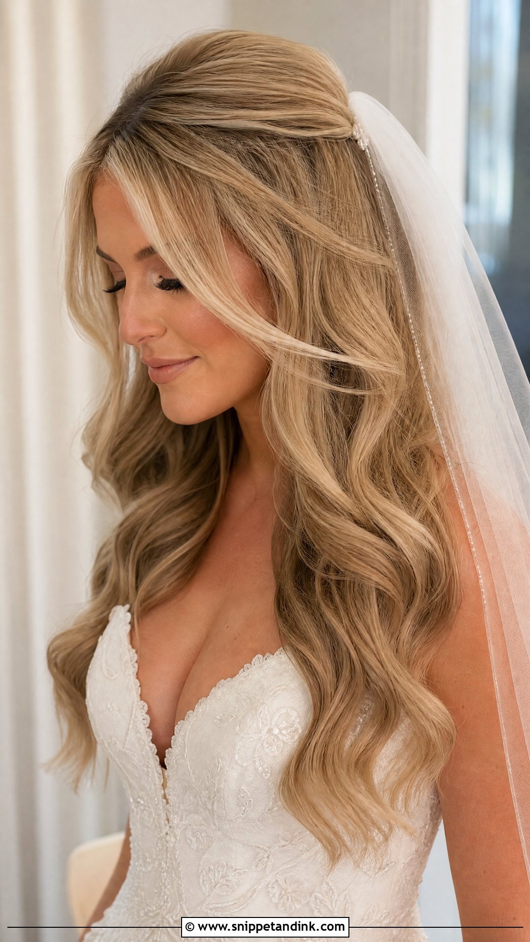 Bridal Blowout With Veil - Snippet and Ink - 15 Blowout Hair Wedding Bride Ideas