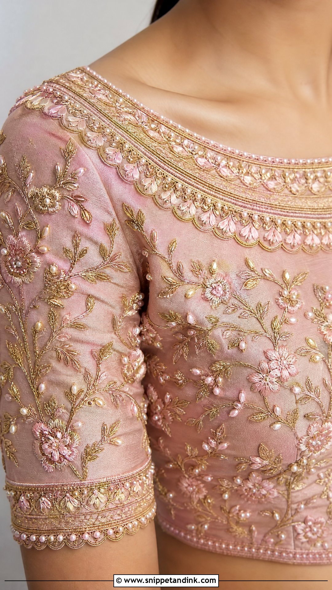 Bridal Boat Neck Aari Work Blouse - Snippet and Ink - 25 Bridal Aari Work Ideas