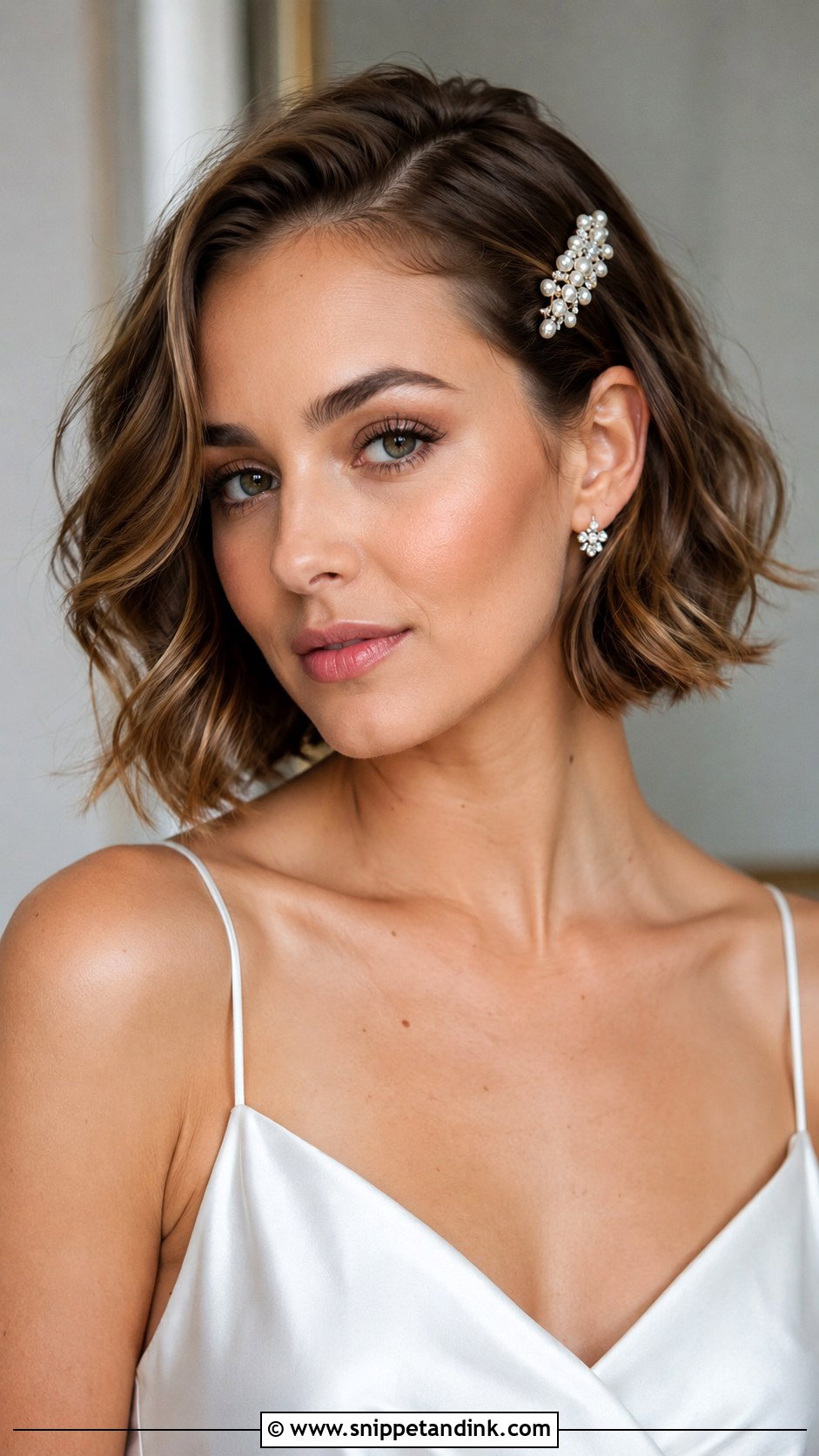 Bridal Bob With Barrette - Snippet and Ink - 20 Bob Hair Bride Ideas